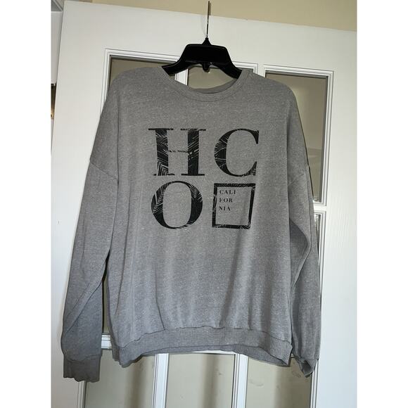 Hollister Women’s grey long sleeved crewneck california print medium comfy Y2K - Picture 1 of 3